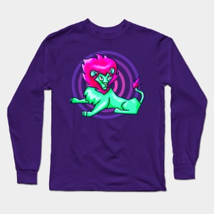 Cartoon Neon Lion Long Sleeve T-Shirt